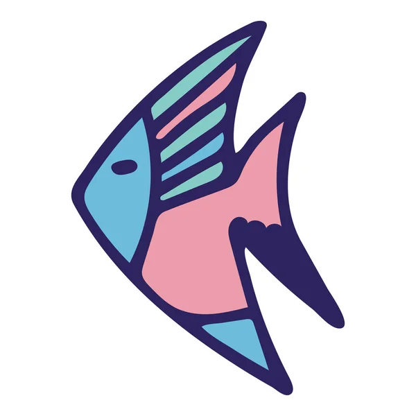 Векторная Окраска Морских Рыб Белом Фоне Doodle Sketch Мультфильм Подводные — стоковый вектор
