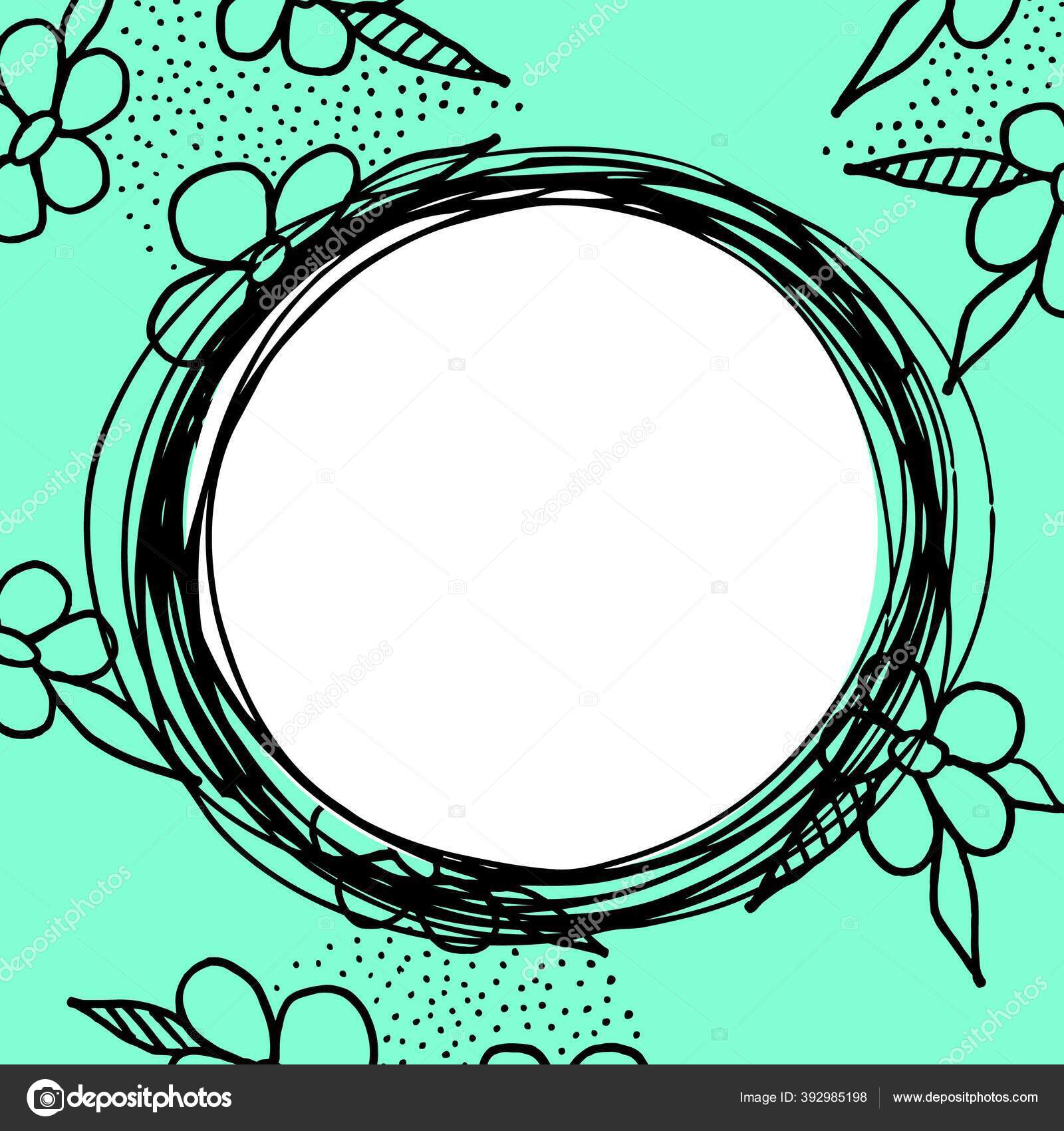 Buket Bunga Berwarna Sederhana Bingkai Dengan Dekorasi Kartu Pernikahan Ulang Stok Vektor C Salma Salamandra 392985198