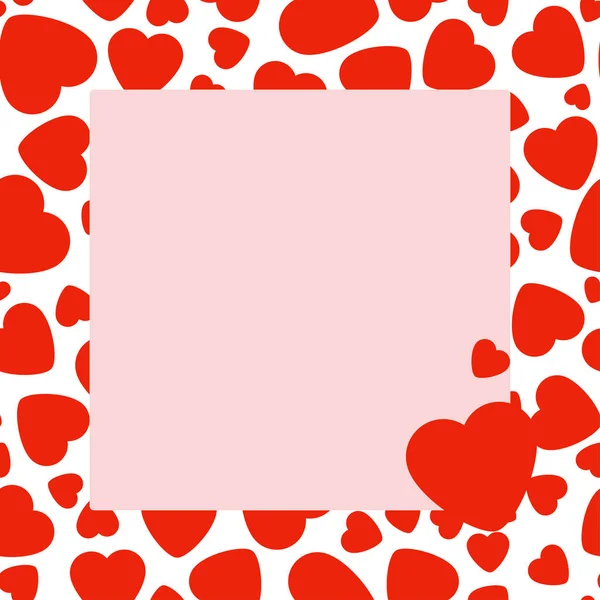 ピンクの背景に赤いハートのフレーム 愛の概念におけるグラフィックデザイン バレンタインデー 結婚式 誕生日 休日のための愛のシンボルとエンブレム コピースペース付きベクトルカードとテンプレート — ストックベクタ