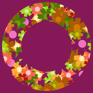 Renkli basit çiçek buketi. Süslü çerçeve. Düğün kartı, doğum günü, tatil. Vektör arkaplan illüstrasyonu.