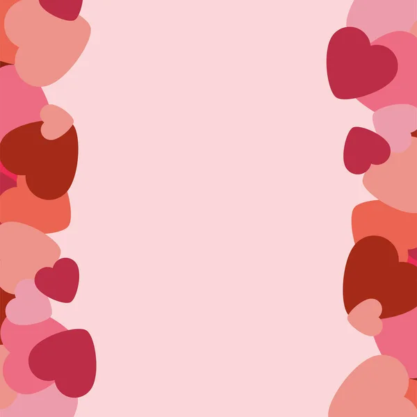 Moldura Com Corações Vermelhos Fundo Rosa Design Gráfico Conceito Amor — Vetor de Stock