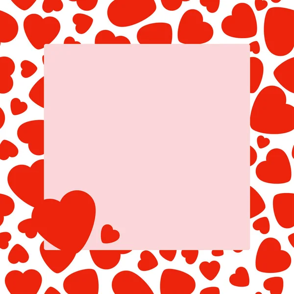 Vektor-Rahmen mit rotem Herz auf rosa Hintergrund. — Stockvektor