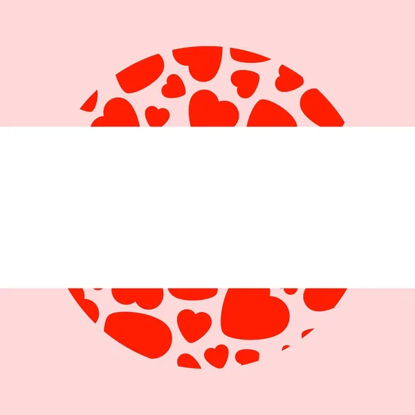 Cadre vectoriel avec coeur rouge sur fond rose. — Image vectorielle
