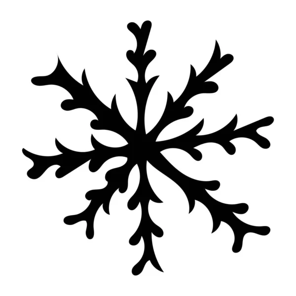 Ręcznie Rysowane Czarno Biały Szkic Szkic Śnieżynka Ilustracja Wektorowy Zestaw — Wektor stockowy