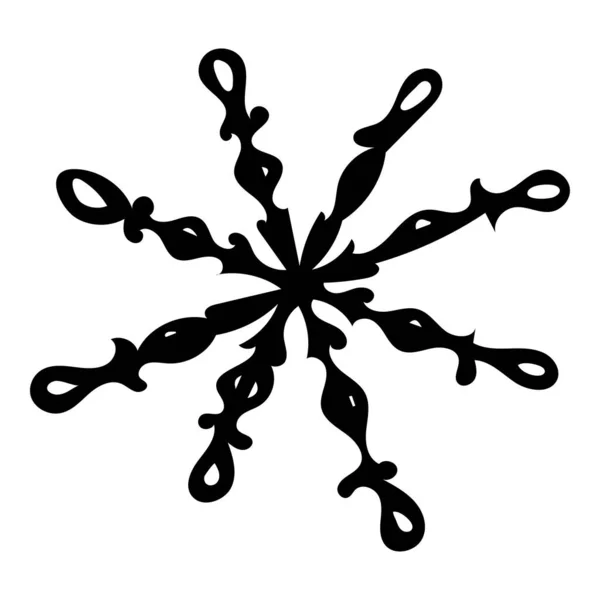 Hand Drawn Black White Doodle Sketch Snowflake Illustration Vector Set — Stock Vector