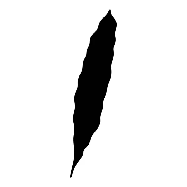 Handgetekende geïsoleerde zwarte zeewier silhouet op witte achtergrond. — Stockvector