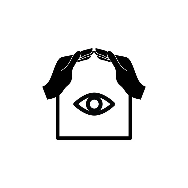 House Eye Icon Logo Design Element, hands like a roof vector — Stock Vector