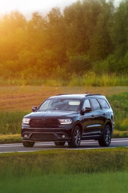 Powerful SUV on long distance summer trip