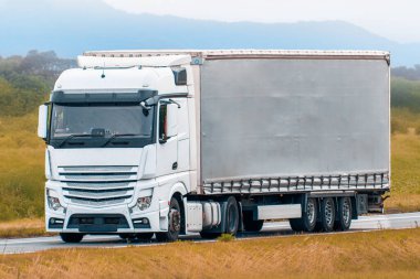 Boş kırsal yolda lojistik kamyonu