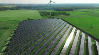 Solar power system under construction in farmland