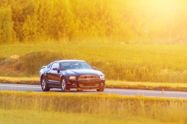 Yol kenarındaki Amerikan kaslı aracı