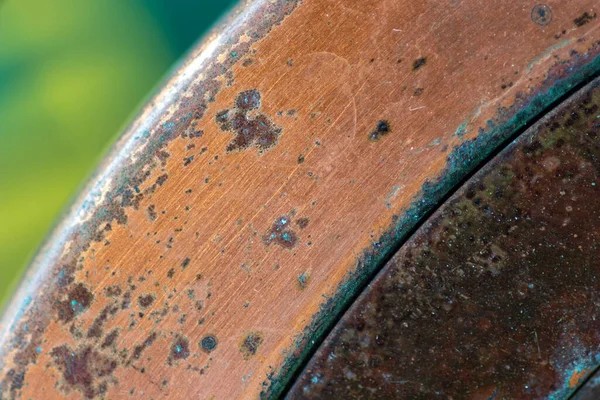 Abstrakta Makro Skikt Antik Metall Visar Slitage Och Oxidation — Stockfoto