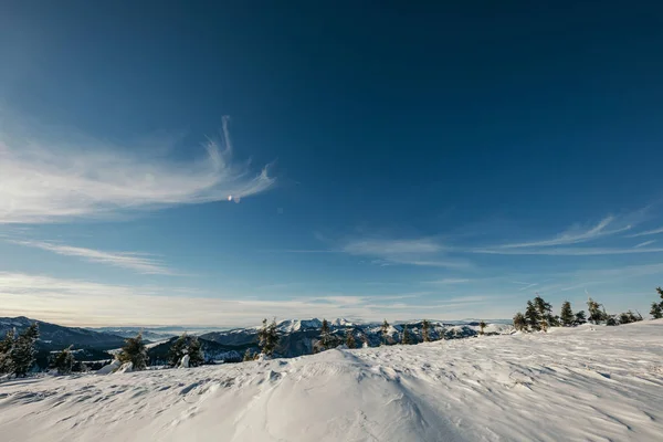 Een bord boven een besneeuwde helling — Stockfoto