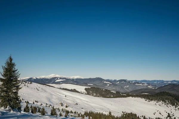 Uma viagem de montanha coberta de neve — Fotografia de Stock