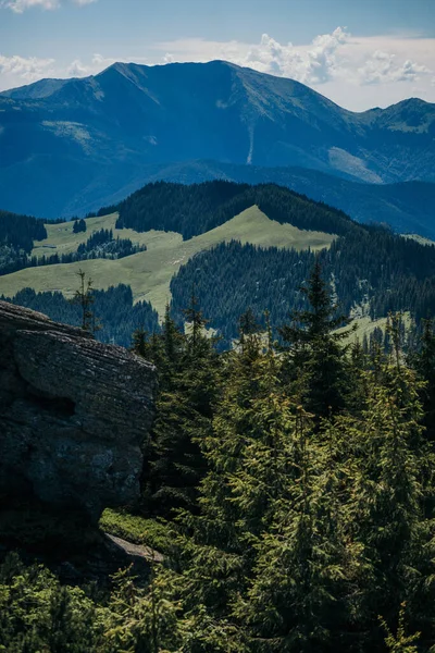 Een canyon met een berg op de achtergrond — Stockfoto