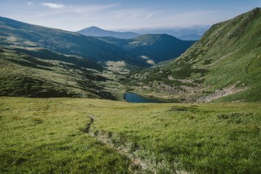 Arkasında dağ olan bir tarla.