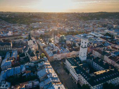 Bir şehir manzarası Lviv