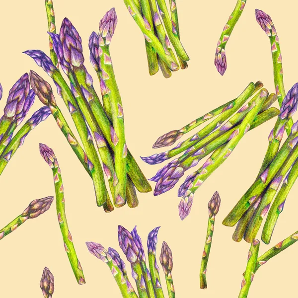 Wzór Ręcznie Rysowane Szparagi — Zdjęcie stockowe