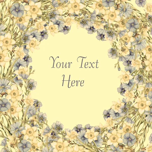 Hand Drawn Border Spring Flowers — Stock Photo, Image