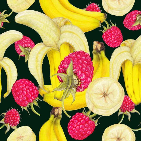 Patrón Sin Costura Frutas Dibujadas Mano —  Fotos de Stock