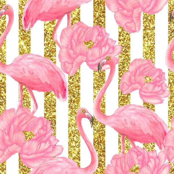 Seamless fashion pattern of hand drawn flamingos