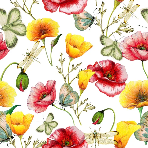 Ručně Kreslený Botanický Model Zahradních Květin Rostlin — Stock fotografie