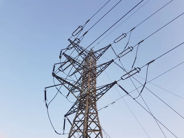 Suporte Para Linhas Elétricas Aéreas Alta Tensão — Fotografia de Stock