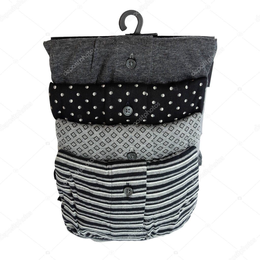 a set of men's underpants of four pieces in black and white colors