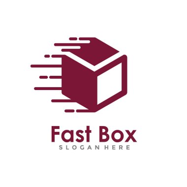Hızlı Kutu Logo Vektörü. Hız Kutusu Logotype. Teslimat ve lojistik logo tasarımı kavramı.