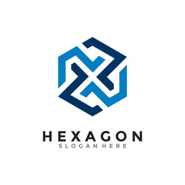 Soyut altıgen logo vektörü için X harfi. Küp logosu. Yaratıcı geometrik logo tasarımı kavramı.