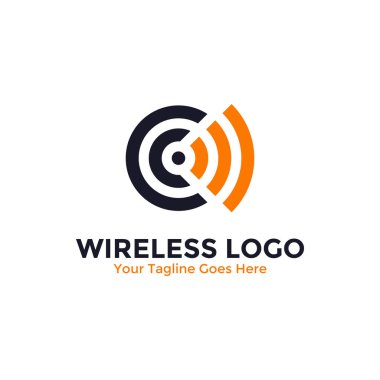 Kablosuz sinyal logo şablonu tasarımı. Wifi logosu, radyo dalgaları ikon vektörü.