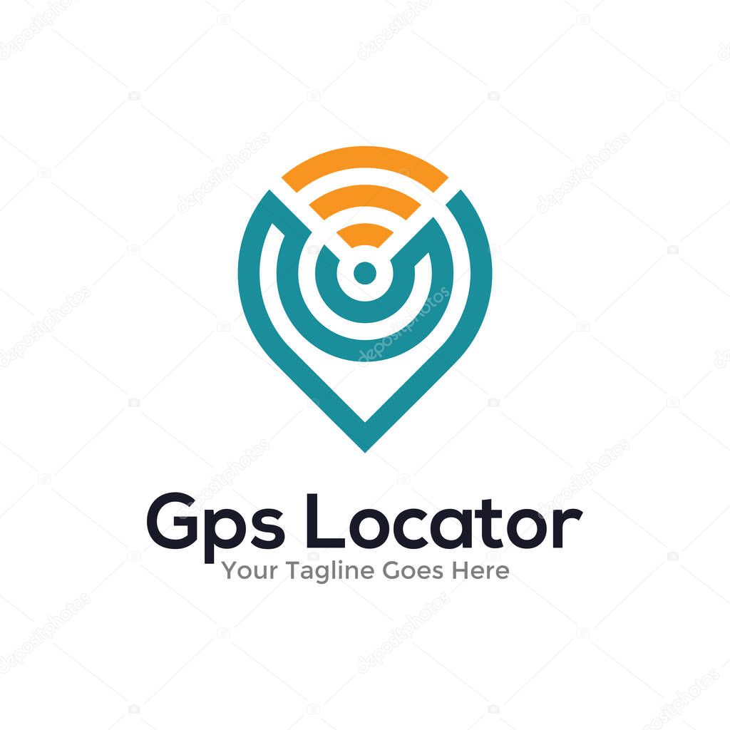 Wireless pin location logo design concept. Locator icon. Pin maps logo vector.