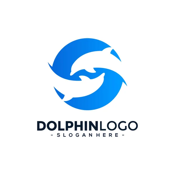 Вектор Шаблону Логотипу Dolphin Концепція Дизайну Логотипу Стрибає Дельфінами — стоковий вектор