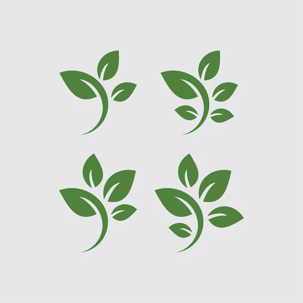 Set Leaf Logo Vector Illustration Design Template Green Sprout Green — Stock Vector