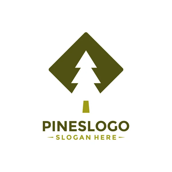 松の木のロゴデザインテンプレート ベクターイラスト — ストックベクタ