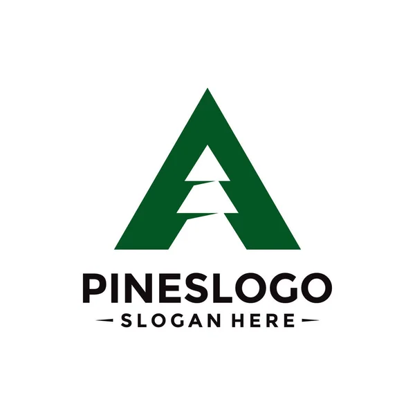 Brev För Pine Tree Logo Design Mall Vektor Illustration — Stock vektor