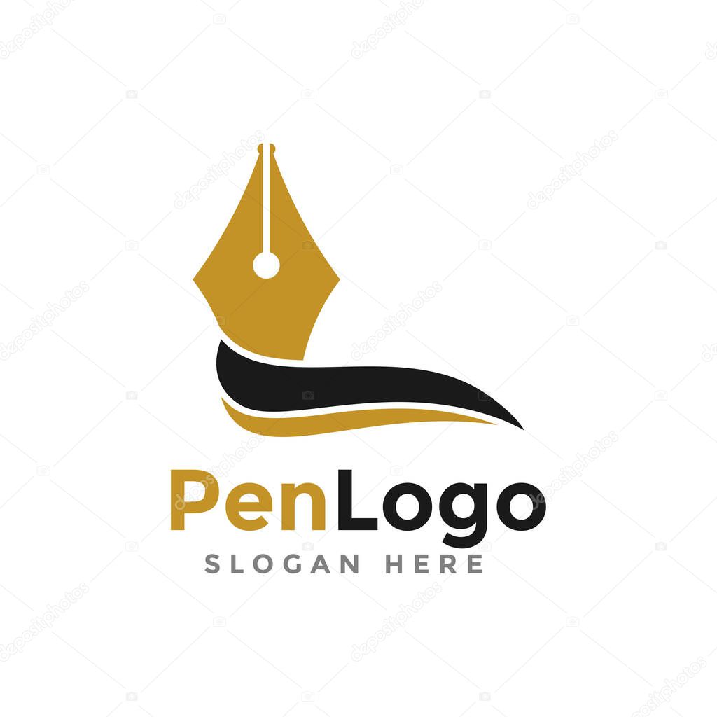Pen logo vector, icon, symbol, education illustration design template.