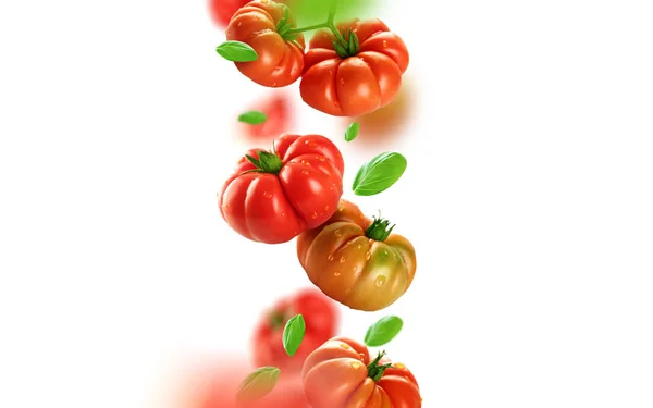 Pomodori Foglie Che Cadono Dall Aria — Foto Stock