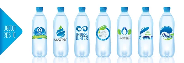 Set de botellas de agua de diseño listo — Vector de stock