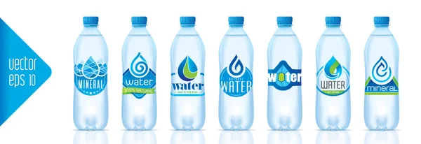 Gotowy projekt zestaw butelek wody — Wektor stockowy