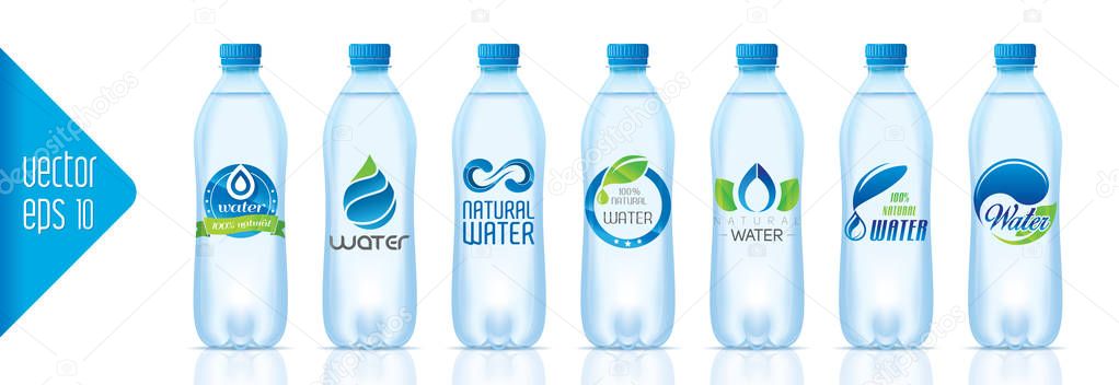 Vector design water bottle set ready to use