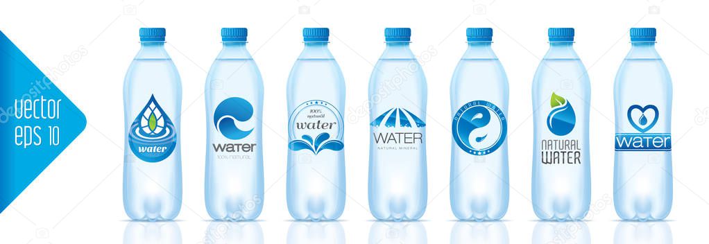 Vector design water bottle set ready to use