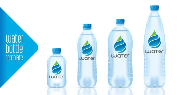 Set de botellas de agua de diseño listo — Vector de stock