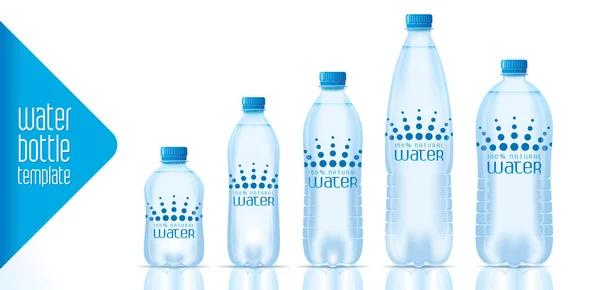 Szablon butelki wody i gotowy projekt etykiety — Wektor stockowy