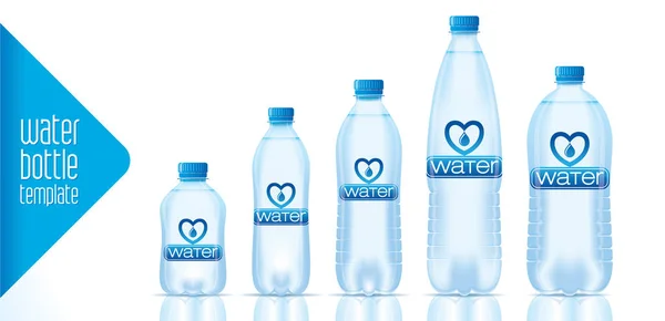 水ボトルテンプレートとレディラベルデザイン — ストックベクタ