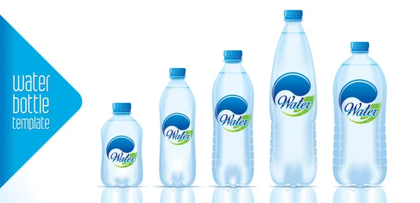Szablon butelki wody i gotowy projekt etykiety — Wektor stockowy