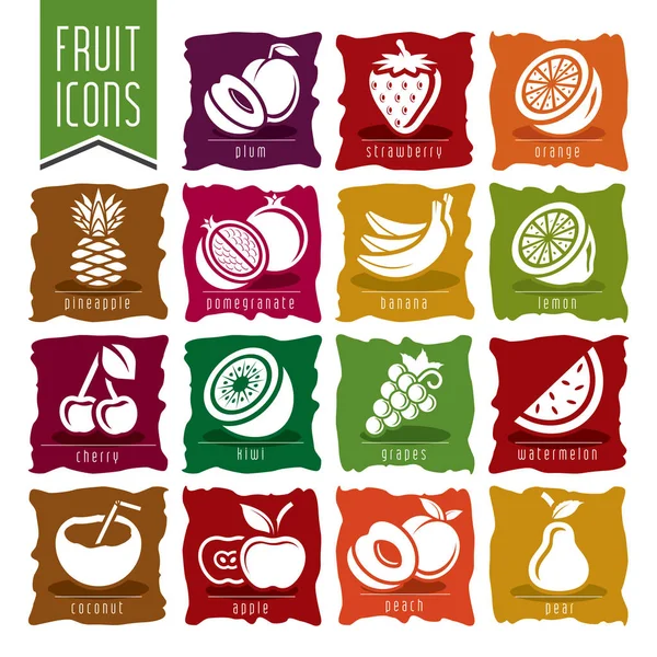 Conjunto de iconos de fruta de diseño listo — Archivo Imágenes Vectoriales