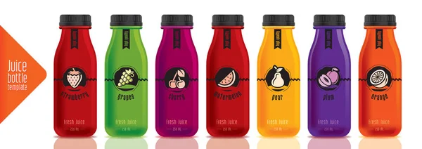 Juego de botellas de jugo de diseño listo — Vector de stock