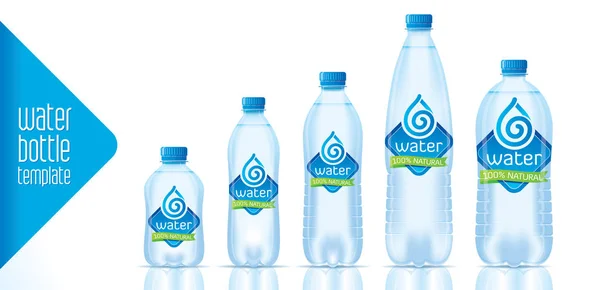 Plantilla de botella de agua y diseño de etiqueta listo — Vector de stock
