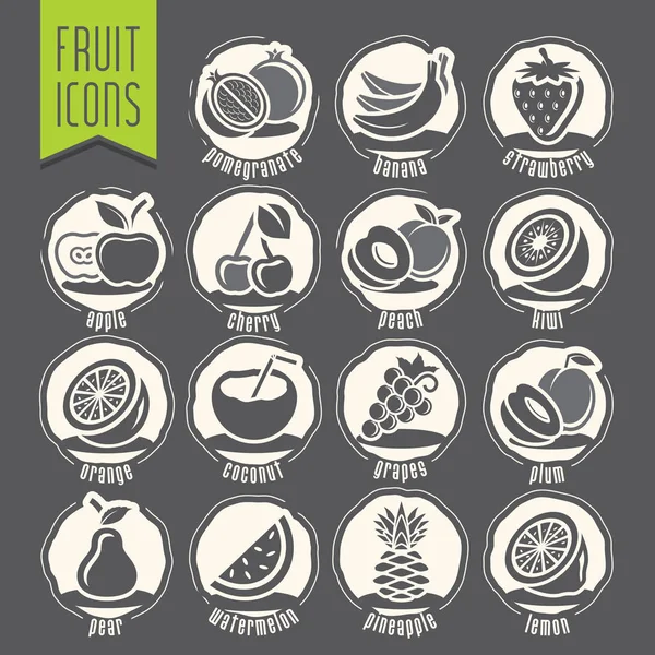 Klaar ontwerp fruit icon set — Stockvector